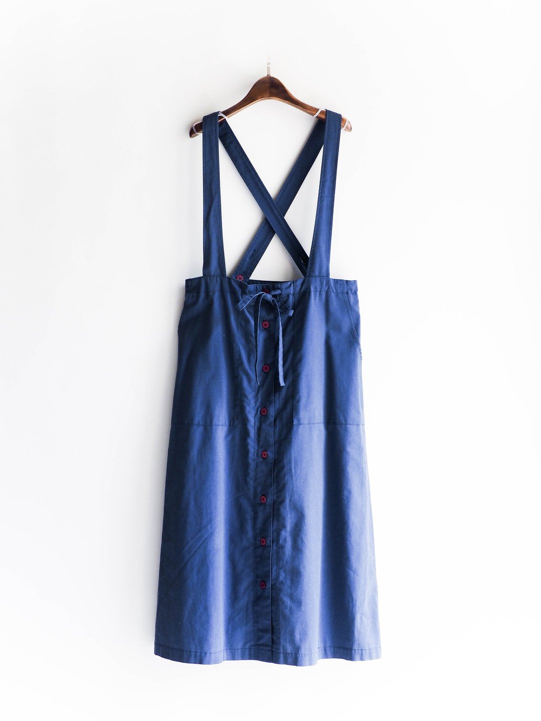 河水山 - 普鲁士蓝海滩度假日志 Ａ字连身棉质吊带长裙 中性 日本 overalls oversize vintage - 裙子 - 棉 蓝色