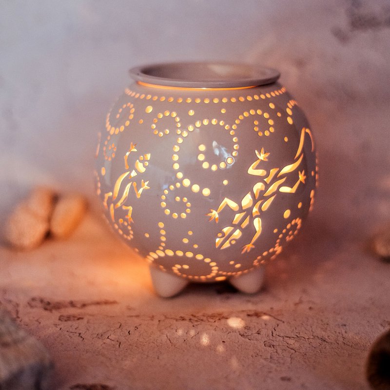 Bearded Dragon Wax Melt Warmer, Ceramic Oil Bur with Lizard, Tealight Holder - 蜡烛/烛台 - 陶 
