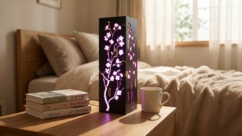 日式茶道 LED 灯 - 极简灯笼造型夜灯，日式禅意居家摆设 - 灯具/灯饰 - 木头 黑色