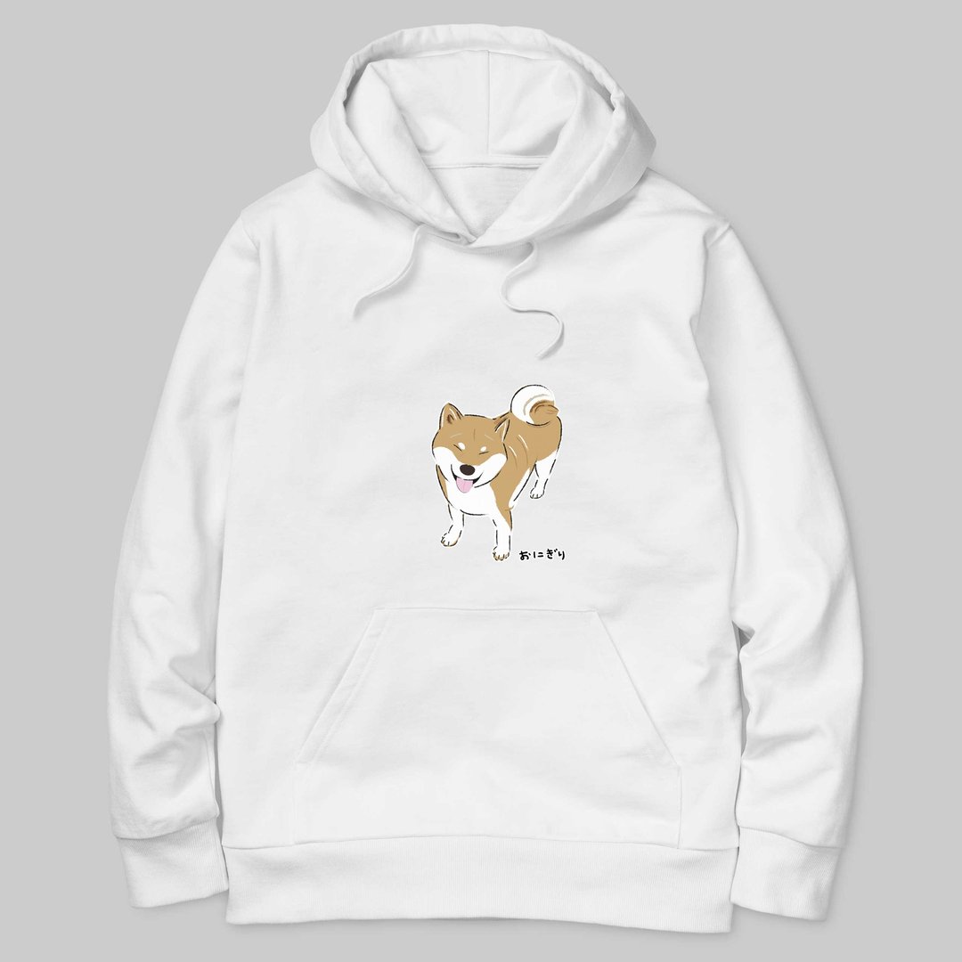 Shiba Inu Hoodie 小饭团  招牌笑笑柴 内磨毛 暖暖帽T - 中性连帽卫衣/T 恤 - 棉．麻 白色