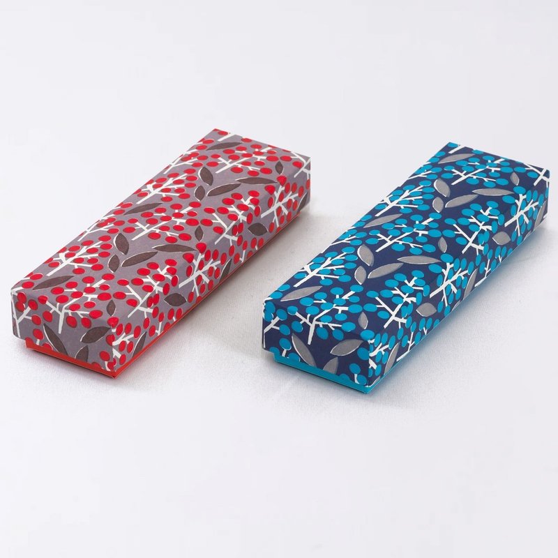 京都 笔袋 和纸 贴面盒 日本制造 和风图案 文具 时尚 可爱 - 铅笔盒/笔袋 - 纸 红色