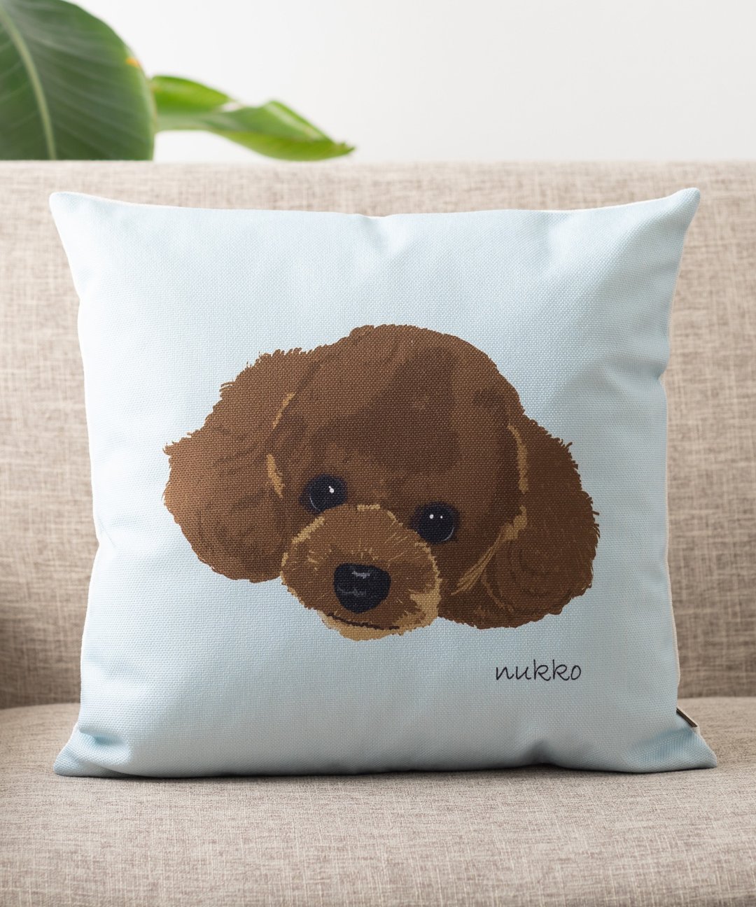 Nukko × Jubilee 合作 亚麻布抱枕套 宠物图案 迷你贵宾犬(Toro) - 枕头/抱枕 - 棉 多色