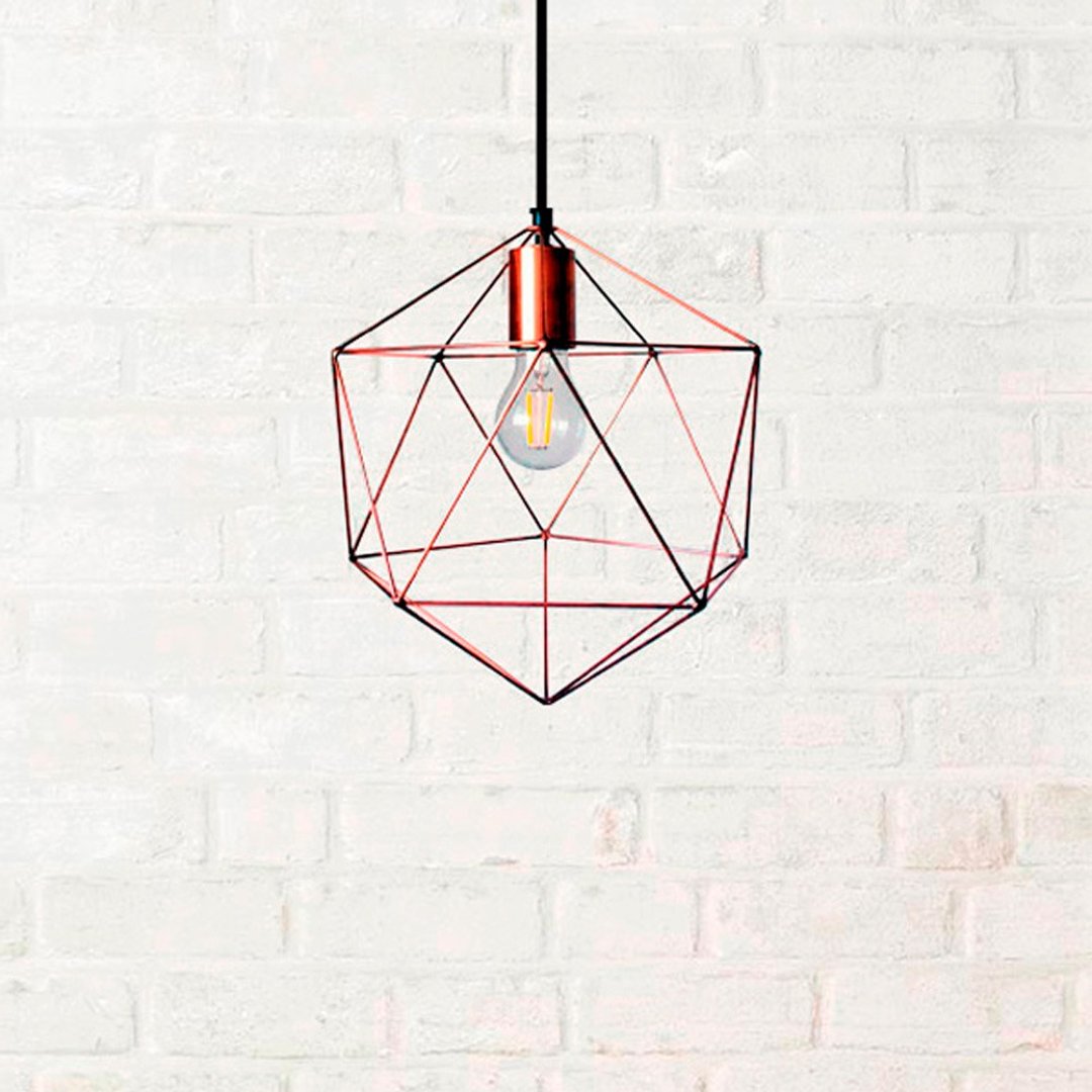 Iron pendant lamp in the shape of a icosahedron in the loft style - 灯具/灯饰 - 不锈钢 咖啡色