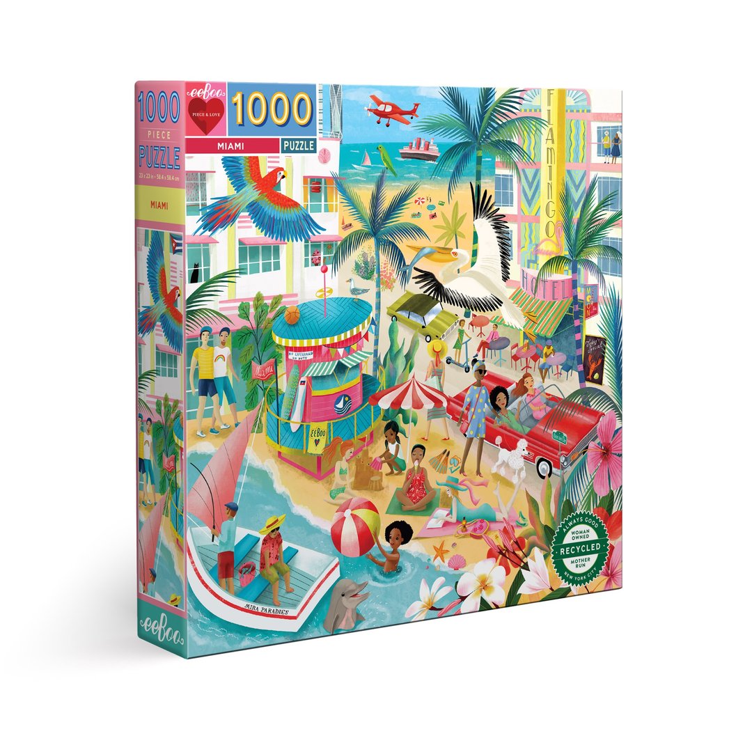 eeBoo 1000片拼图- 迈阿密Miami 1000 Piece Puzzle - 拼图 - 纸 黄色