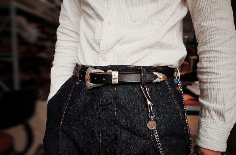 美国霍尔文皮 骑兵绅士唐草皮带/腰带 手工製 - 皮带/腰带 - 真皮 黑色