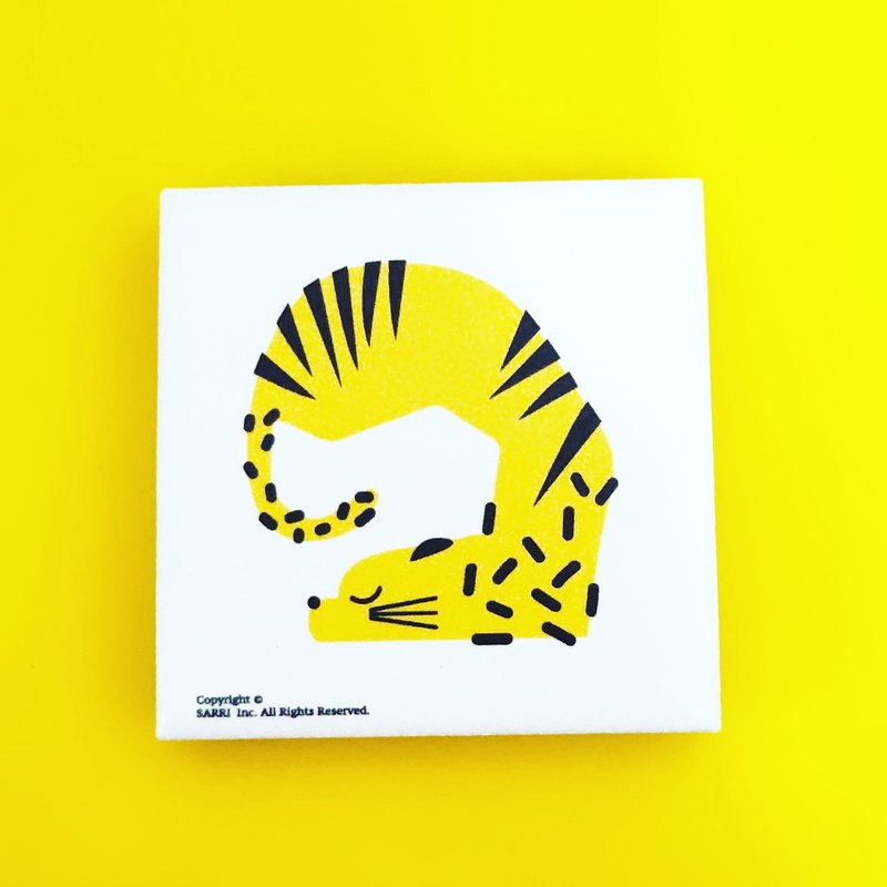 豹子 豹 瓷砖磁铁 台湾 铁 送礼 交换礼物 文创 磁铁  瓷砖 - 冰箱贴/磁贴 - 陶 黄色