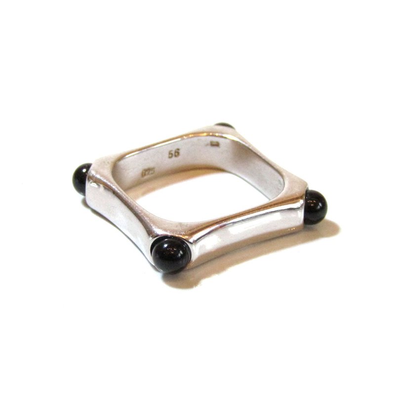 复古银925 方形戒指 - 项链 - 其他金属 银色