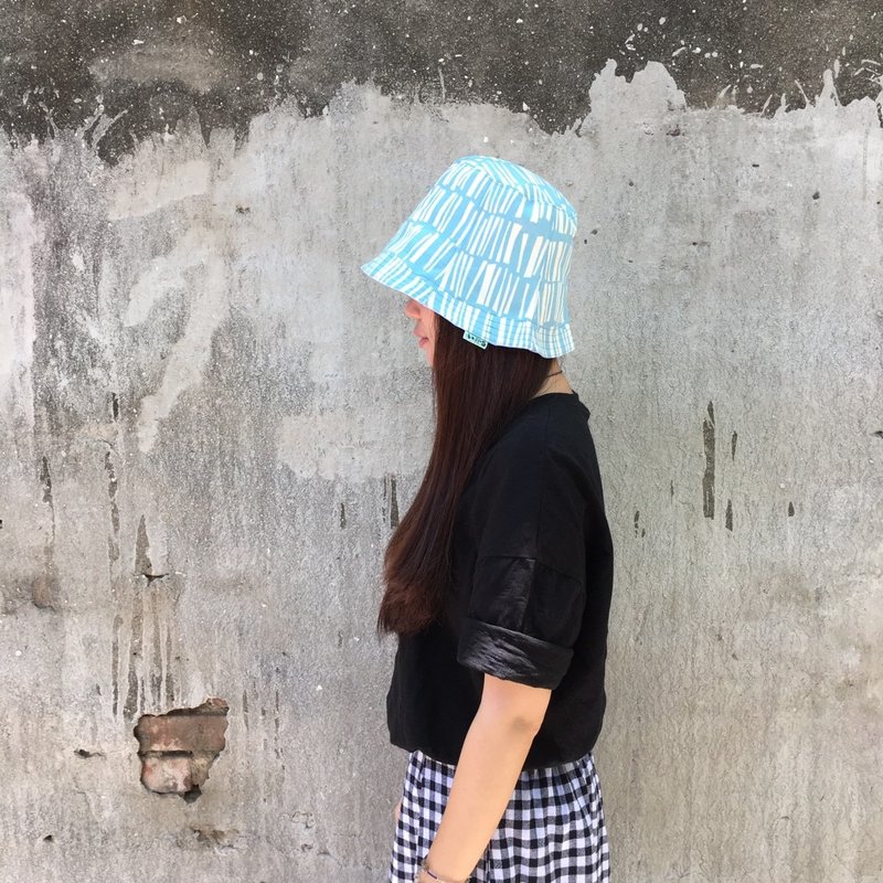 *树影天青 双面渔夫帽 * - 帽子 - 棉．麻 蓝色