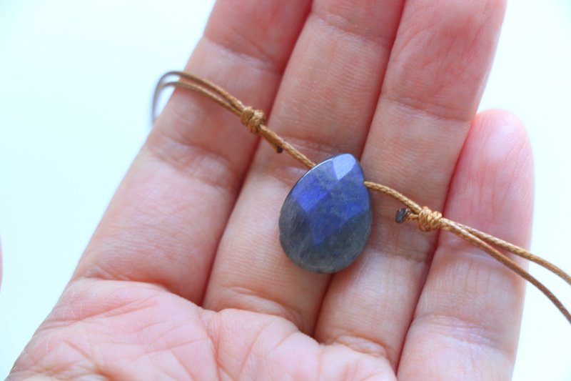 天然拉长石项链颈绳 灰月光石 闪光石 水晶项链 情侣项链 朋友 - 项链 - 宝石 蓝色