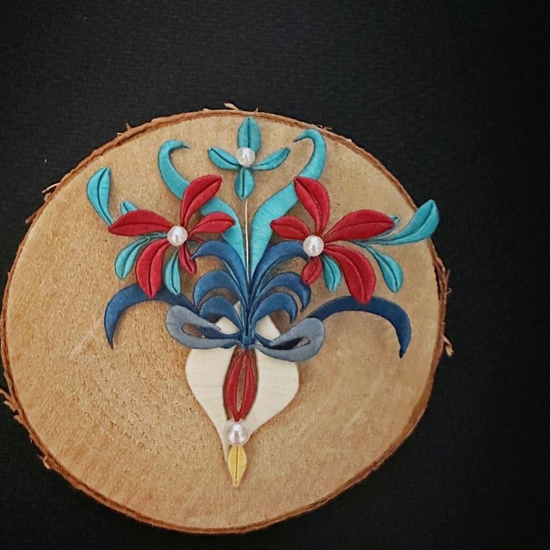 【半现货】红仙 缠花发饰、胸针 - 胸针 - 绣线 