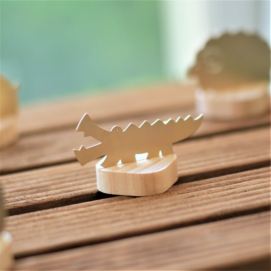 Brass Brooch - Crocodile - 胸针 - 铜/黄铜 金色