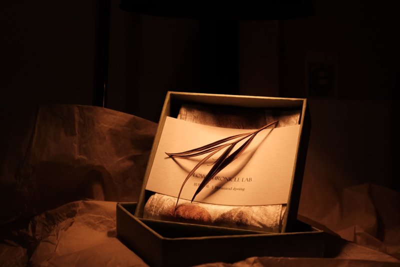 桉树植物印染天然染头带头巾飘带丝巾围巾 - 丝巾 - 丝．绢 咖啡色