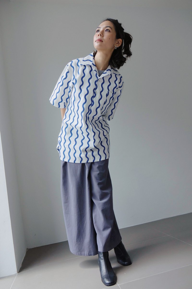 Talay shirt - 女装衬衫 - 棉．麻 蓝色