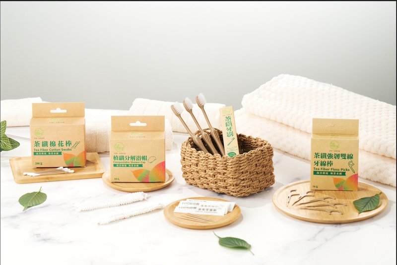 茶纤维饭店备品(牙刷、牙线棒、棉花棒、浴帽、扁梳、牙膏) - 其他 - 环保材料 卡其色
