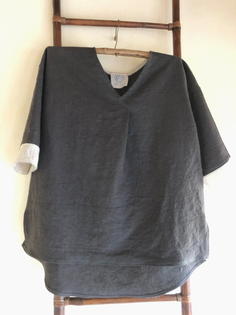 麻的Tack Tunic D - 女装上衣 - 棉．麻 灰色