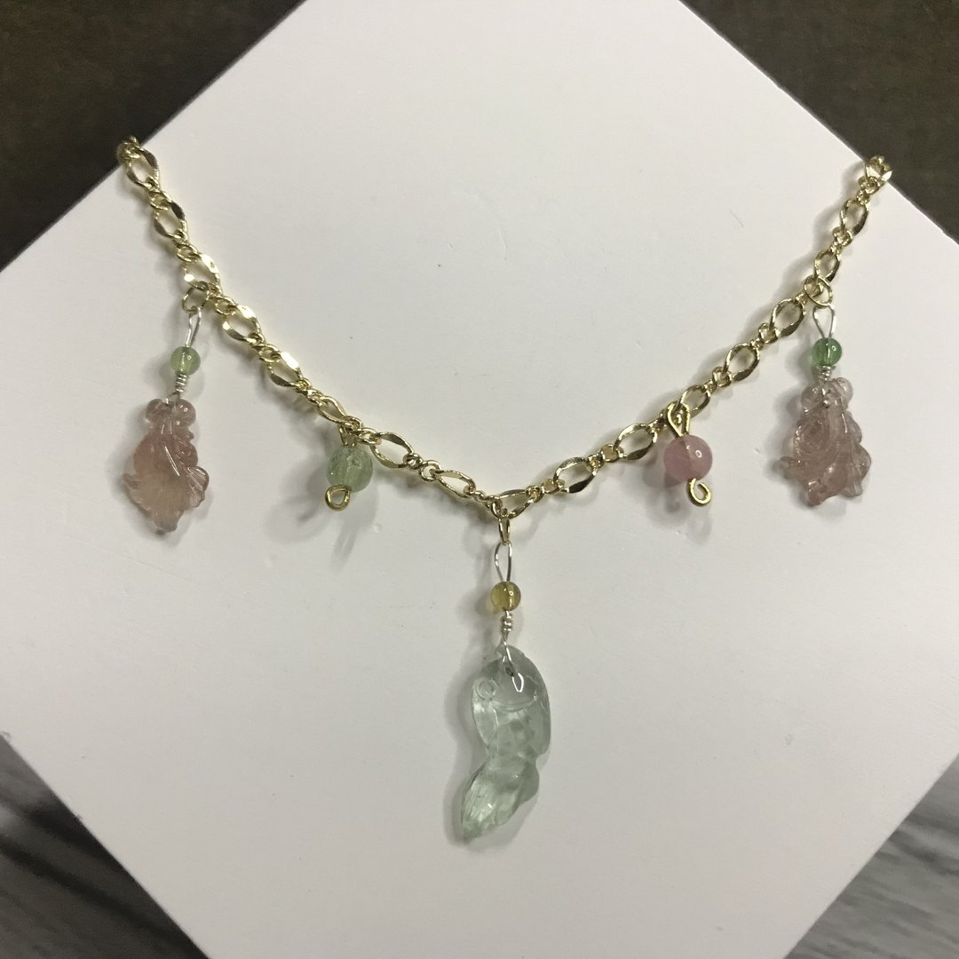 招财旺夫水晶I碧玺电气石Tourmaline14K手链I糖果鱼鱼I情人节礼物 - 手链/手环 - 水晶 