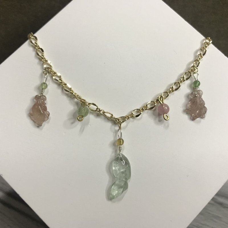 招财旺夫水晶I碧玺电气石Tourmaline14K手链I糖果鱼鱼I情人节礼物 - 手链/手环 - 水晶 