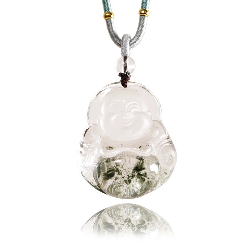 【正佳珠宝】绿幽灵 顶级极净半盆满天星绿幽灵 弥勒大肚佛 29.3g - 项链 - 半宝石 多色