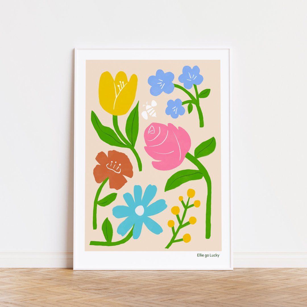 艺术印刷品/花与蜜蜂/插画海报A3,A2 - 海报/装饰画/版画 - 纸 