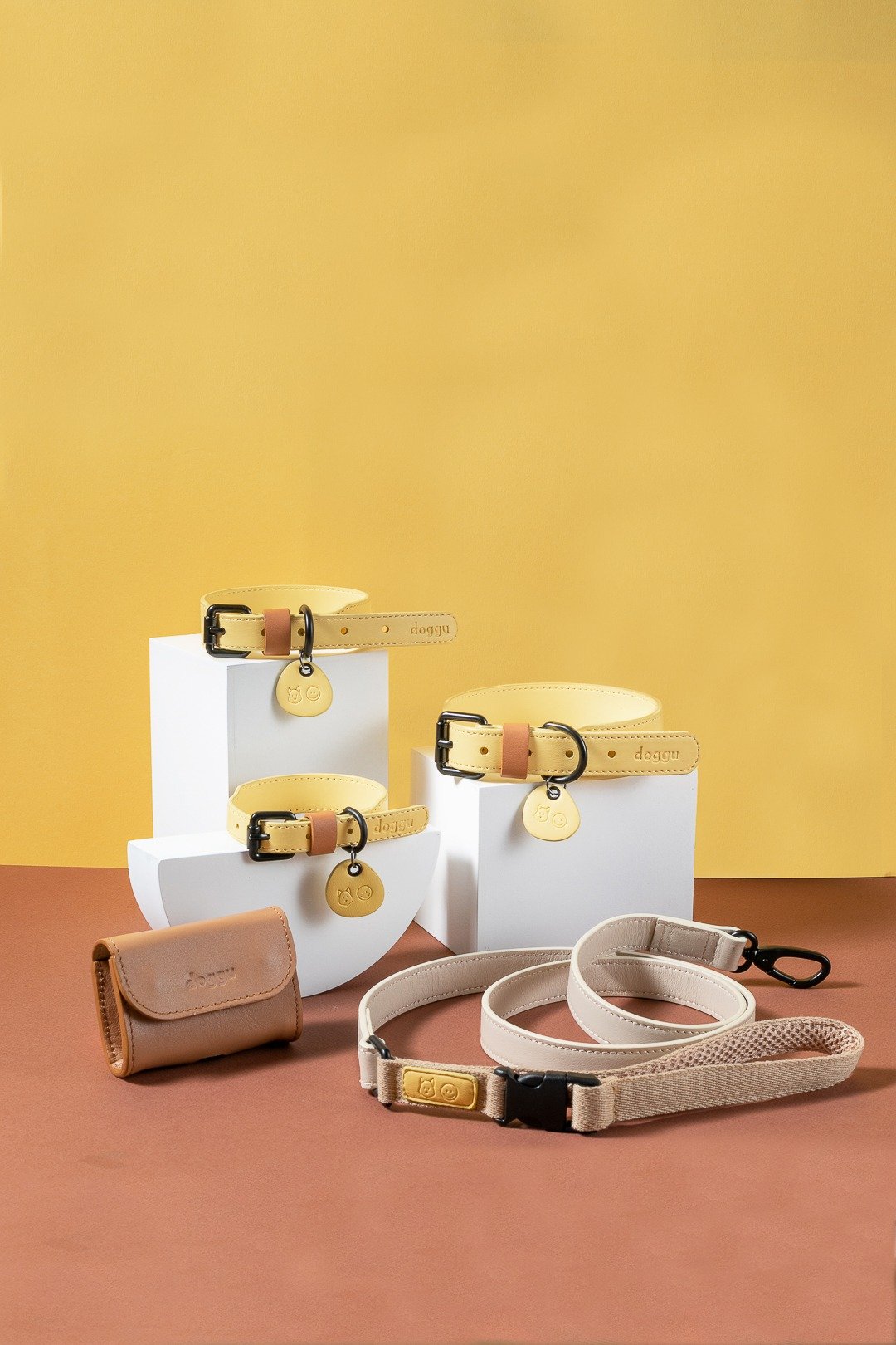WALK KIT SET DOGGU VACATION COLLECTION - SUNNY COAST (YELLOW) - 项圈/牵绳 - 其他材质 多色