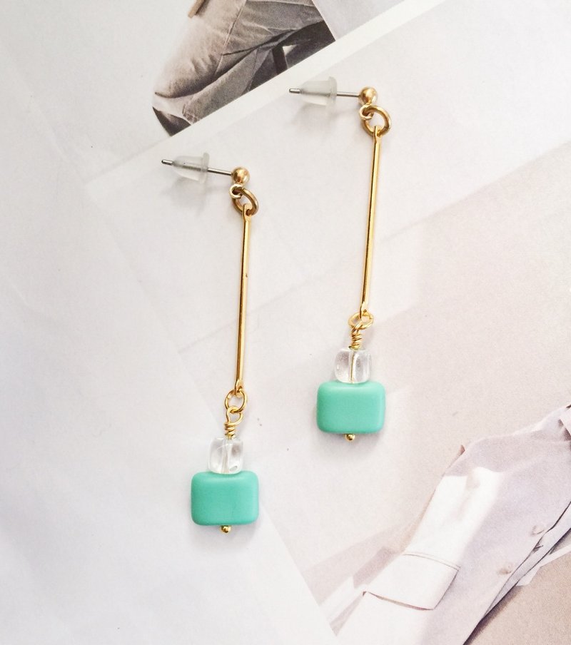 ❈La Don 拉冬❈ - 耳环 - 薄荷司迪麦 - 耳环/耳夹 - 其他金属 绿色