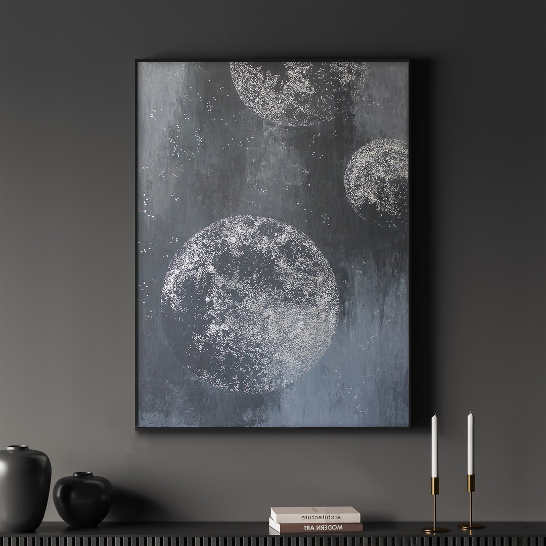 绘画行星 |太空墙艺术 |灰银墙艺术|银行星 - 墙贴/壁贴 - 棉 灰色