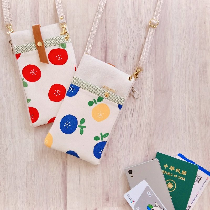 【FPH/3Way手机包】圆仔花 黄 日本水洗棉麻布 刺子布 - 侧背包/斜挎包 - 棉．麻 黄色