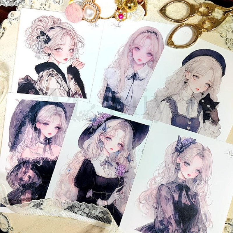 贴纸原创贴纸人物贴纸原创贴纸女孩贴纸装饰贴纸可爱 - 贴纸 - 纸 蓝色