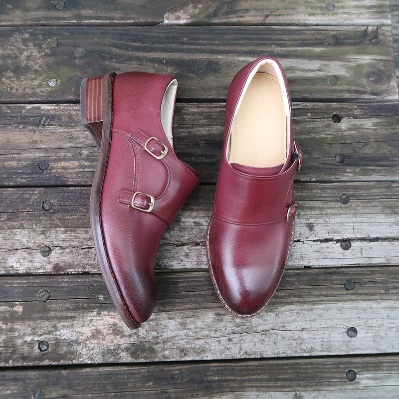 【怀旧优雅女神】双扣孟克鞋复古擦色软牛皮6色 - 其他女款皮鞋 - 真皮 咖啡色