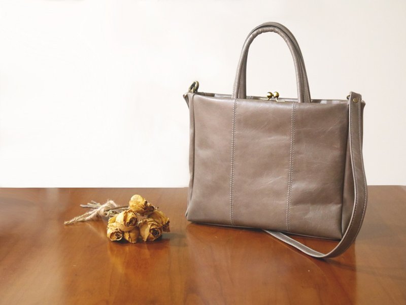 Amo包-灰色 - 侧背包/斜挎包 - 真皮 灰色