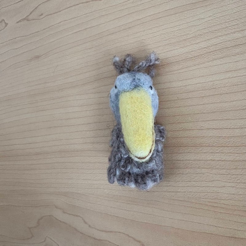 鲸头鹳脸胸针 - 胸针 - 羊毛 灰色