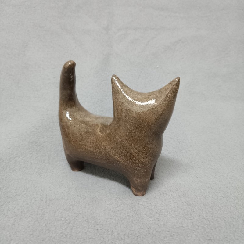 手掐陶猫咪摆设 - 摆饰 - 陶 咖啡色