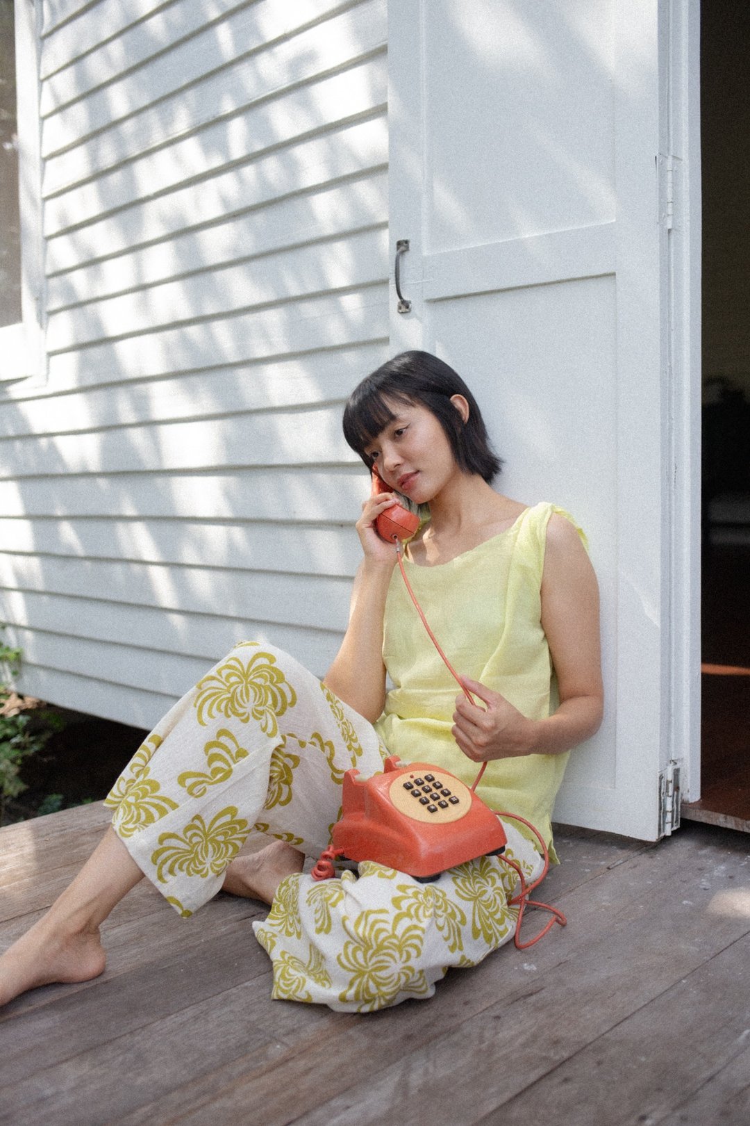 Mulmul lime marigold wide pant - 女装长裤 - 棉．麻 黄色