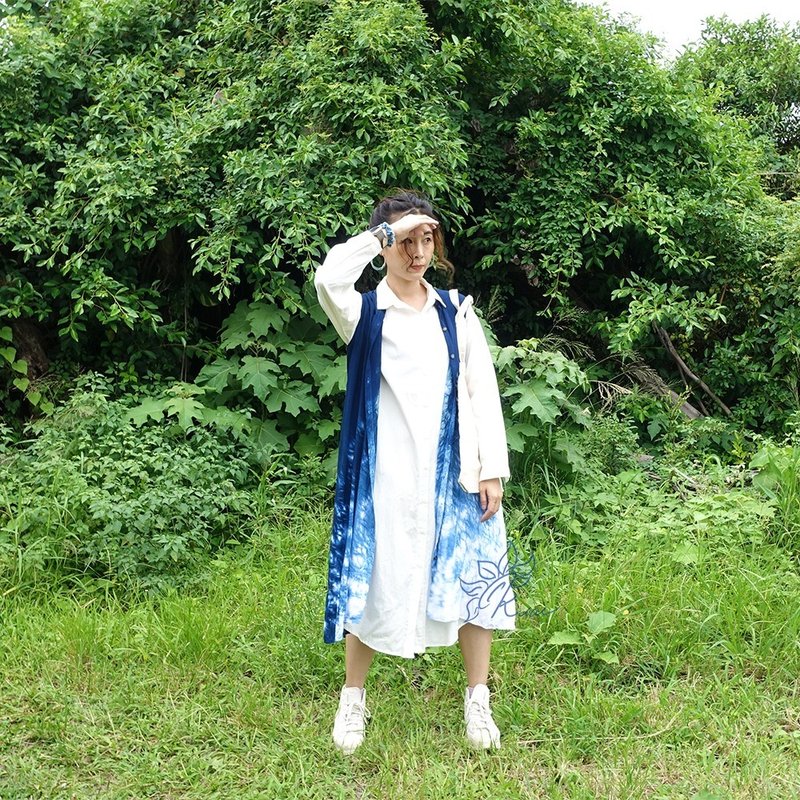 蓝染立领凉沙罩衫 - 其他 - 其他材质 蓝色