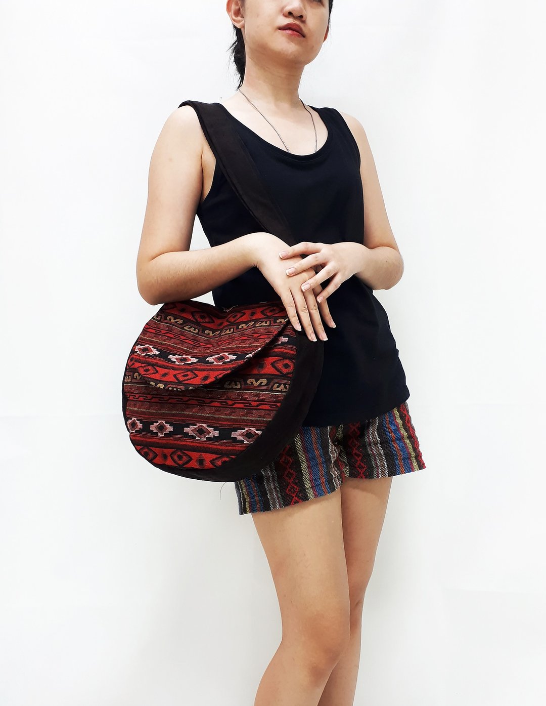 Handmade bag Woven Cotton Bag Women bag Shoulder bag Crossbody Bag Colorful - 其他 - 棉 红色