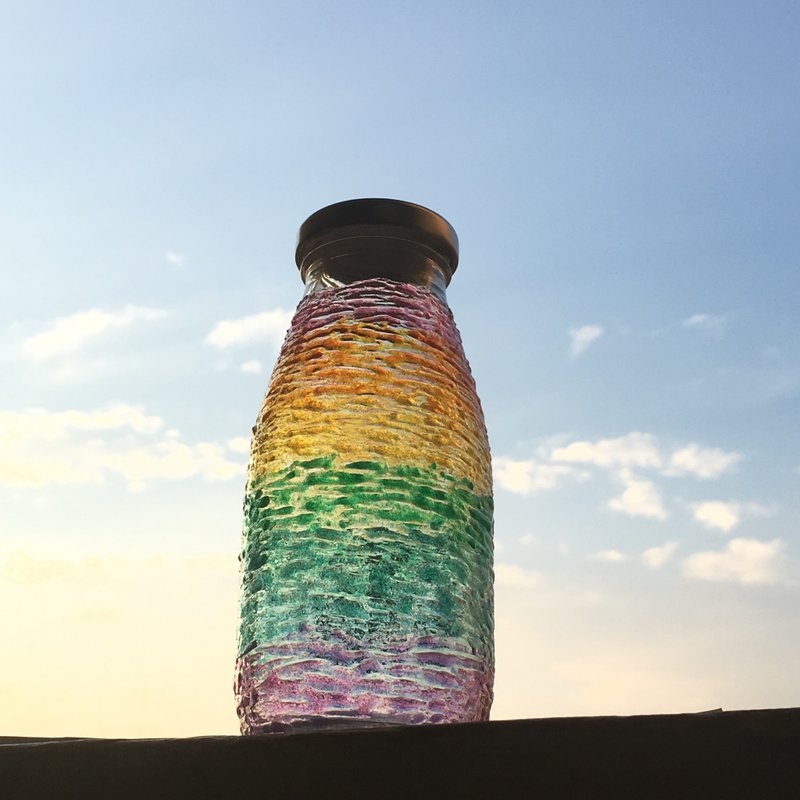 手感笔触系列│浪漫彩虹色系玻璃彩绘随身水瓶 手工礼物 - 水瓶/水壶 - 玻璃 多色