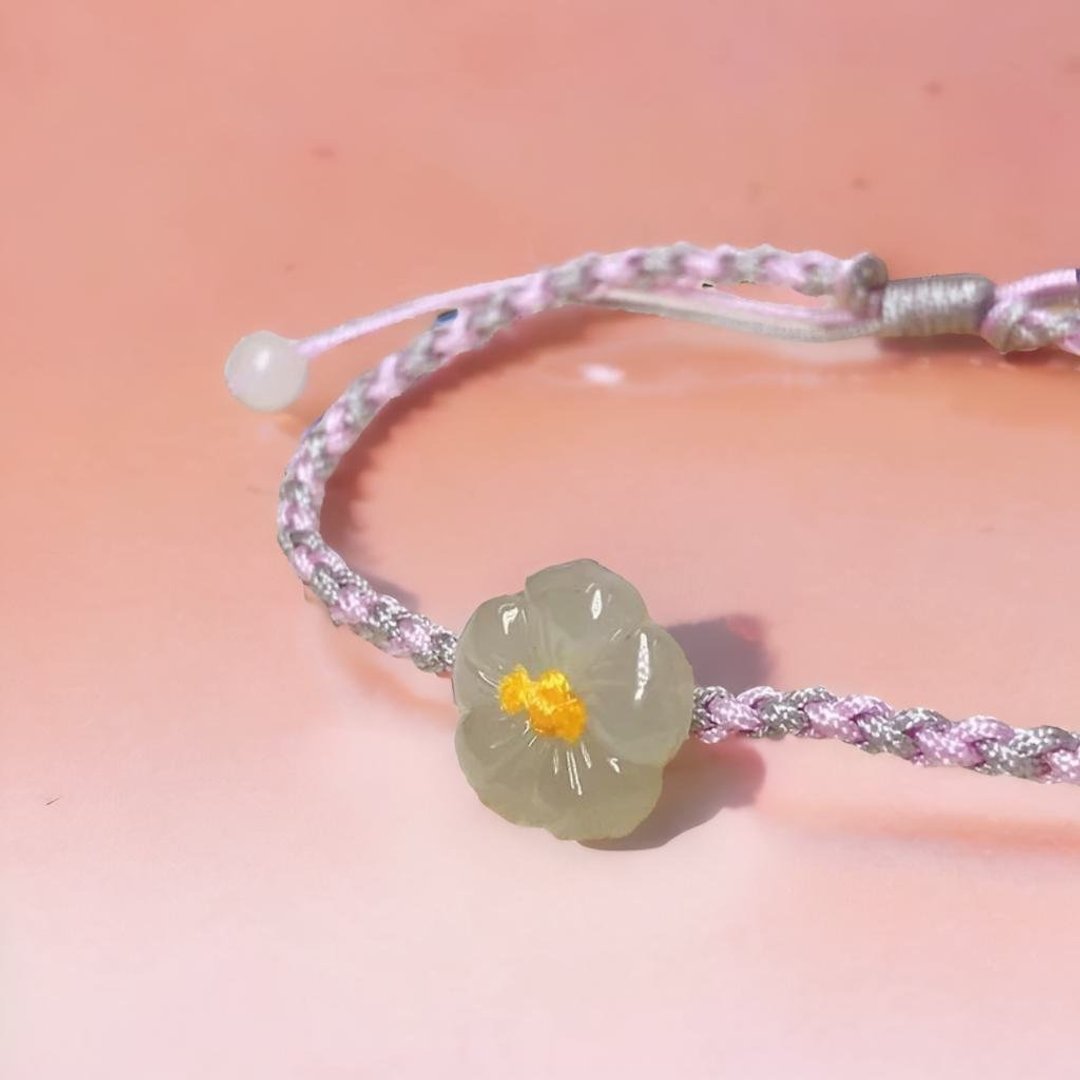 冰种翡翠花花编织手链 | 天然缅甸玉A货翡翠 | 送礼 - 手链/手环 - 玉石 透明