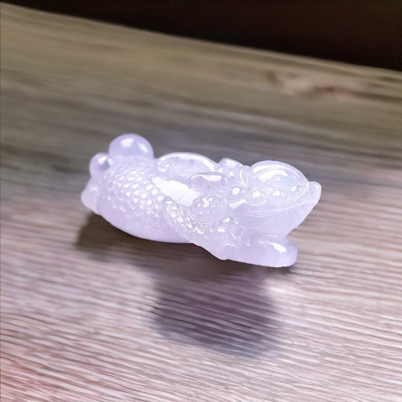 冰种紫罗兰翡翠精雕三脚蟾蜍 | 天然缅甸玉翡翠A货 | 送礼 - 项链 - 玉石 粉红色