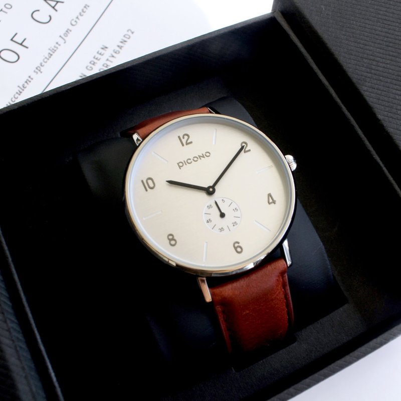 Classic Metal 经典金属系列棕色真皮简约手表 / CE-9004 - 男表/中性表 - 其他材质 