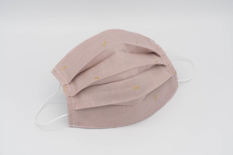 玩布手作。日本二重纱口罩套(小蝴蝶结_藕粉) - 口罩 - 棉．麻 咖啡色