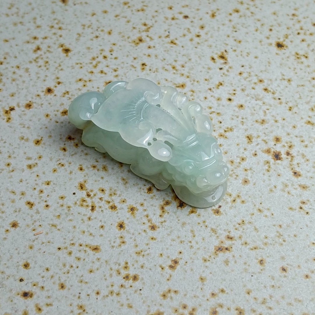 J0220天然翡翠A货 . 冰糯蜂蜜晴水貔貅.招财.摆件. - 摆饰 - 玉石 