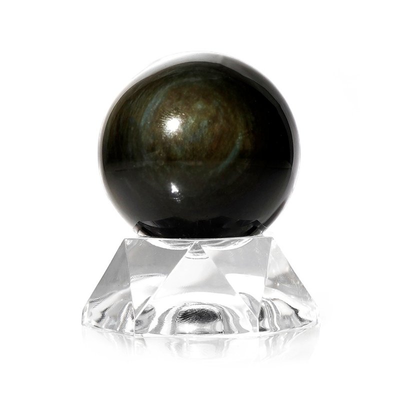 【正佳珠宝】彩虹黑曜石 顶级彩虹光晕 38mm 彩曜石球 - 其他 - 半宝石 多色