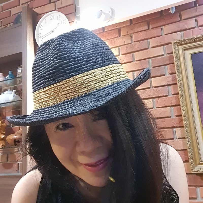 【纯手工成品贩售】黑色神秘女郎绅士帽  独一无二  轻旅行  防晒 - 帽子 - 纸 