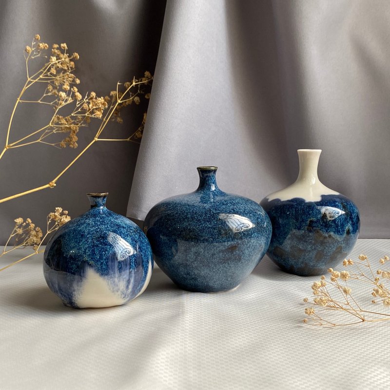 x深海迷途x手工瓷器花瓶 花器 陶艺花瓶 - 花瓶/陶器 - 瓷 蓝色