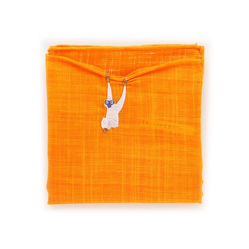 HIKKOMI 长臂猿手帕 41 x 41 厘米 50% 棉 50% 亚麻 日本制造 礼品 - 手帕/方巾 - 棉．麻 橘色