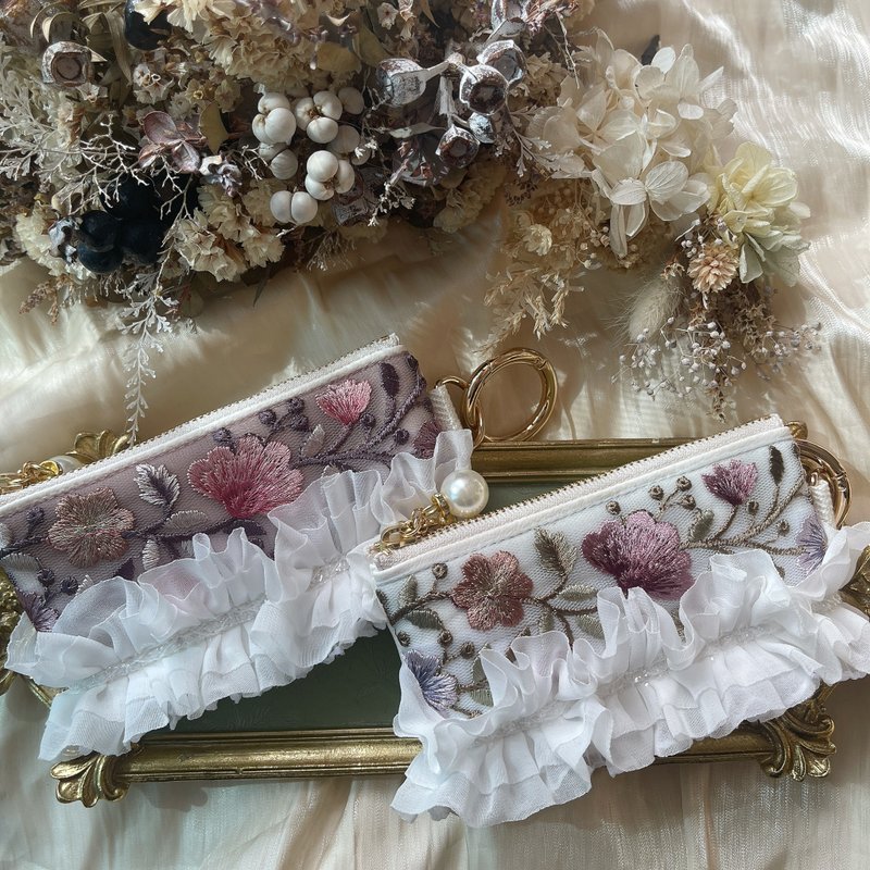 印度刺绣缎带 荷叶边迷你收纳包 - 化妆包/杂物包 - 其他材质 