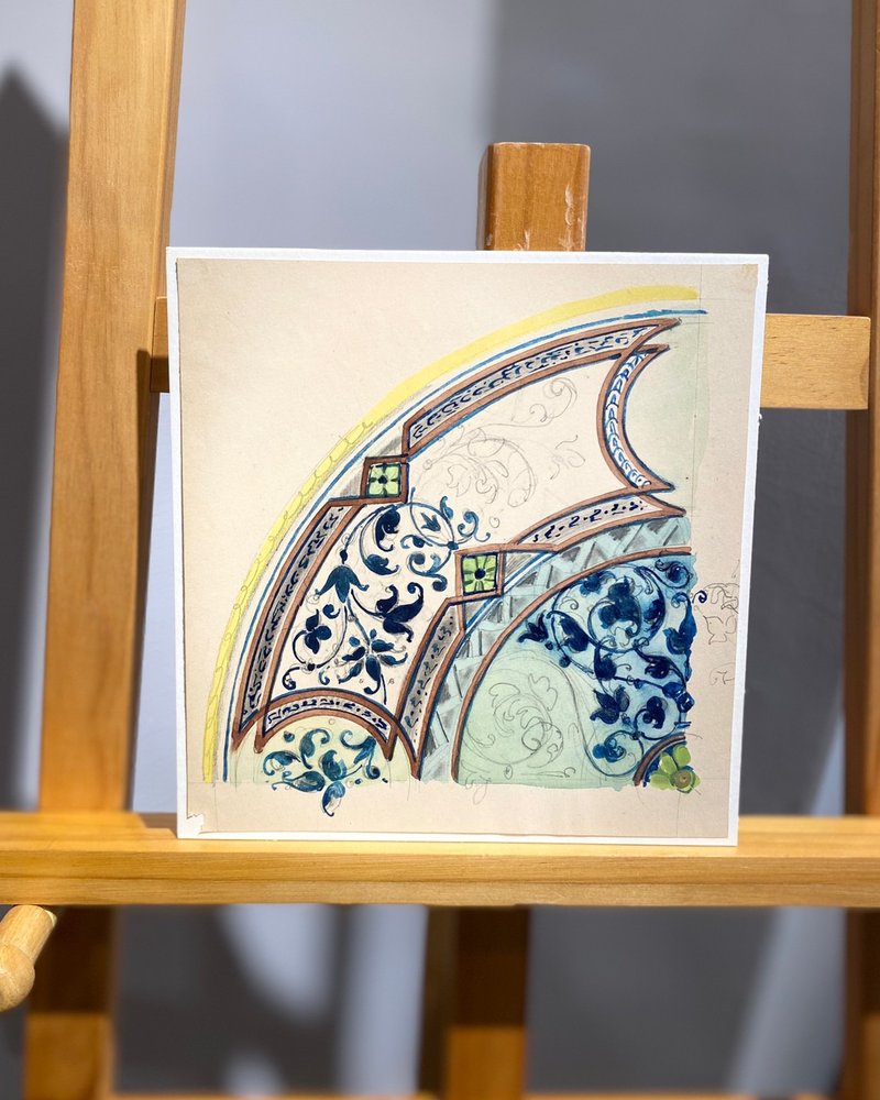 19th century德国瓷器设计手稿 - Vintage Draft - 古董 - 海报/装饰画/版画 - 纸 蓝色