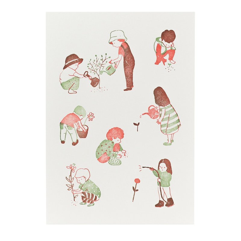 The Gardeners - 5x7 Letterpress Print - 海报/装饰画/版画 - 纸 绿色