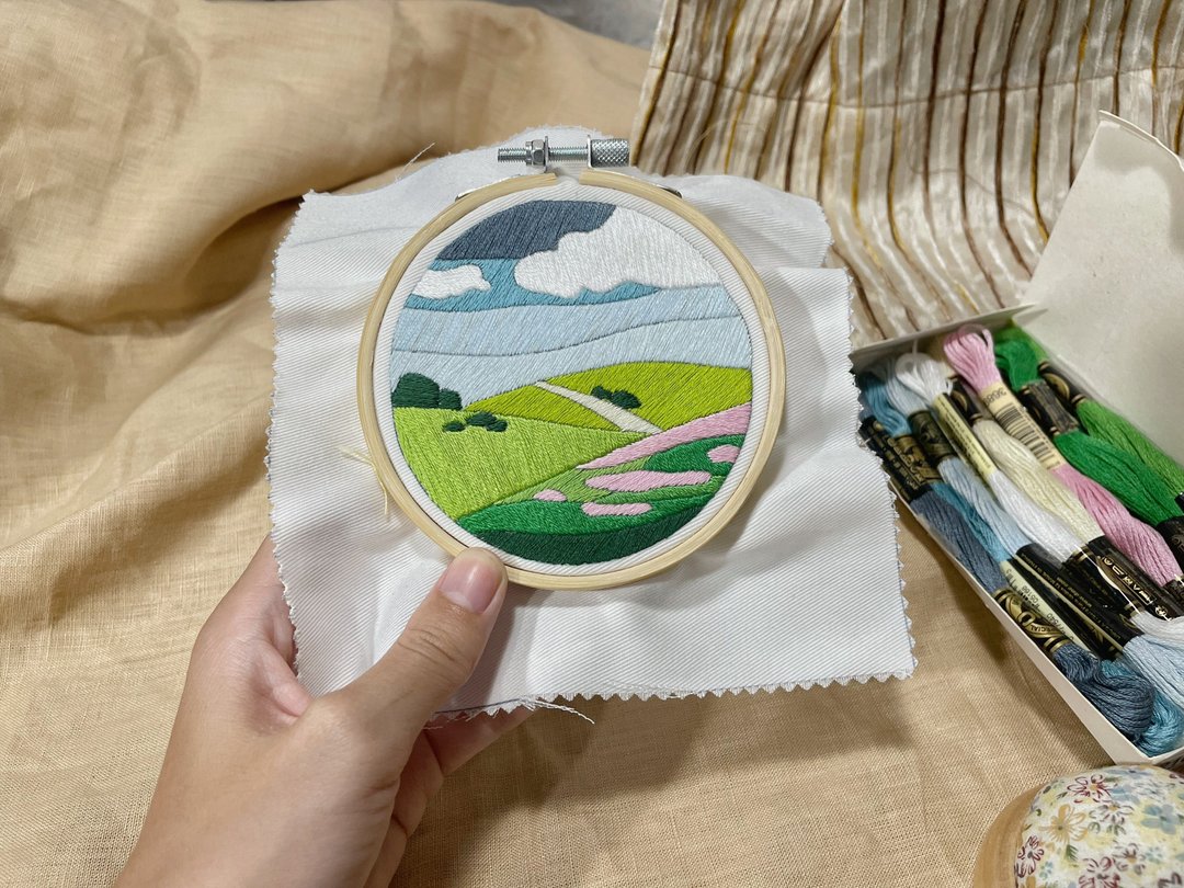DIY  kit hand embroidery, landscape embroidery, art therapy - 编织/刺绣/羊毛毡/裁缝 - 绣线 多色