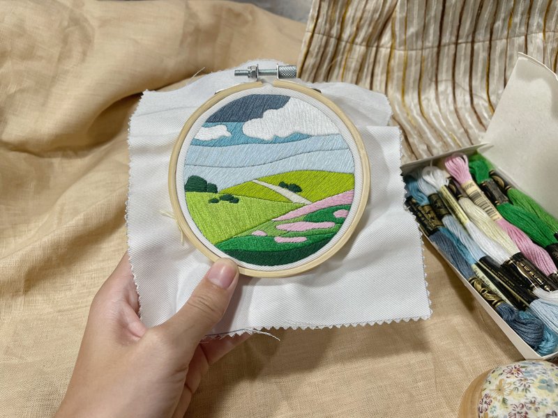 DIY  kit hand embroidery, landscape embroidery, art therapy - 编织/刺绣/羊毛毡/裁缝 - 绣线 多色